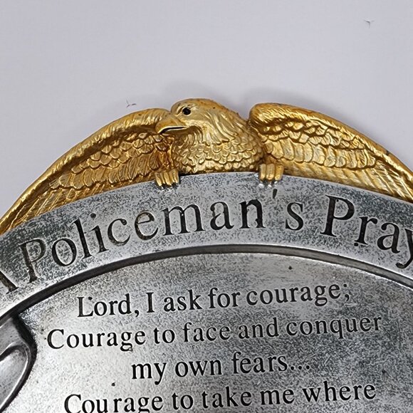 Spoonflower Policemans Prayer Shield Wall Plaque Golden Eagle 11 Inch Decor - Picture 3 of 7